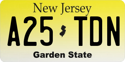 NJ license plate A25TDN