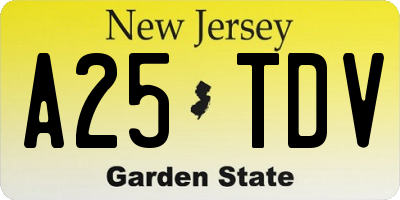 NJ license plate A25TDV