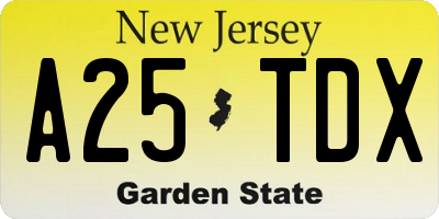 NJ license plate A25TDX