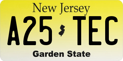 NJ license plate A25TEC