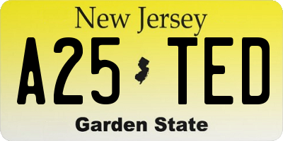 NJ license plate A25TED