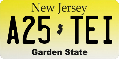 NJ license plate A25TEI