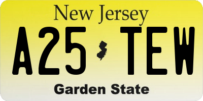 NJ license plate A25TEW