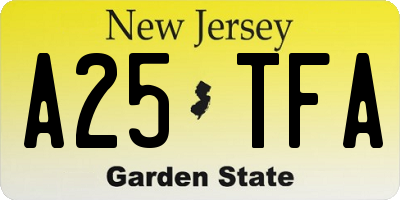 NJ license plate A25TFA