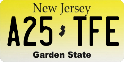 NJ license plate A25TFE