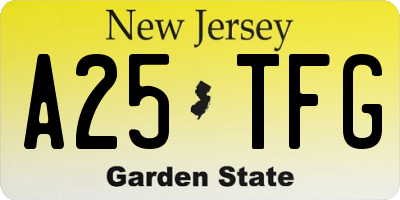 NJ license plate A25TFG