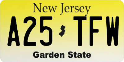 NJ license plate A25TFW
