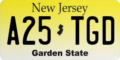 NJ license plate A25TGD