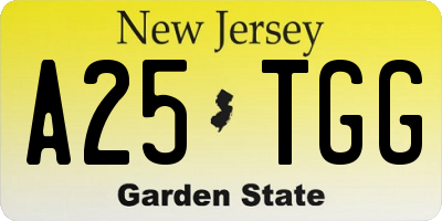 NJ license plate A25TGG