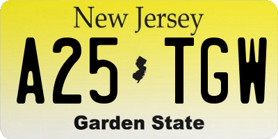 NJ license plate A25TGW