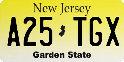 NJ license plate A25TGX