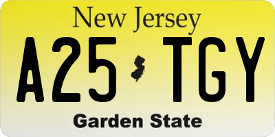 NJ license plate A25TGY