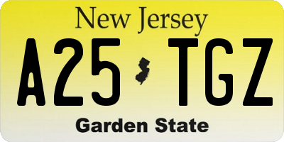 NJ license plate A25TGZ