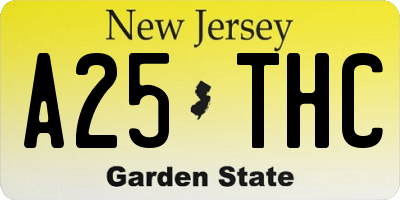 NJ license plate A25THC