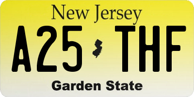 NJ license plate A25THF