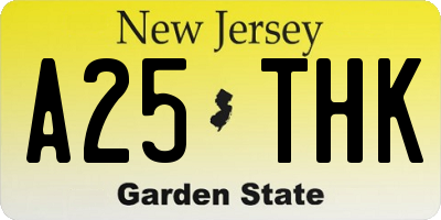 NJ license plate A25THK