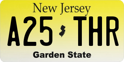 NJ license plate A25THR