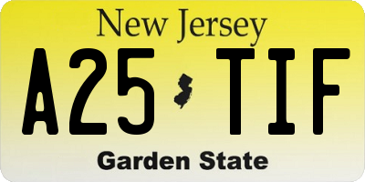 NJ license plate A25TIF