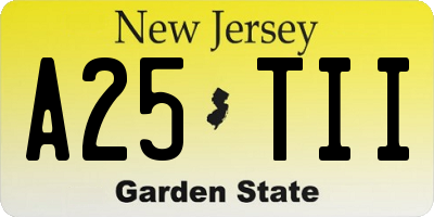 NJ license plate A25TII