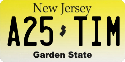 NJ license plate A25TIM