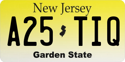 NJ license plate A25TIQ