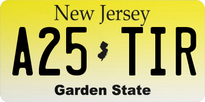 NJ license plate A25TIR