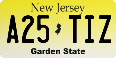NJ license plate A25TIZ