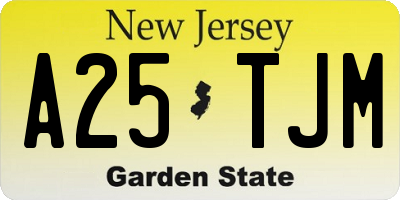 NJ license plate A25TJM