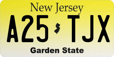 NJ license plate A25TJX
