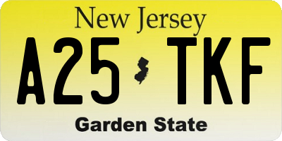 NJ license plate A25TKF