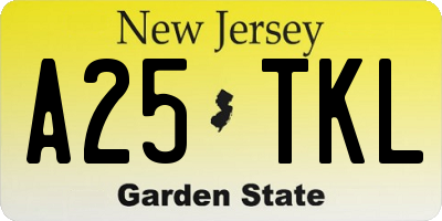 NJ license plate A25TKL