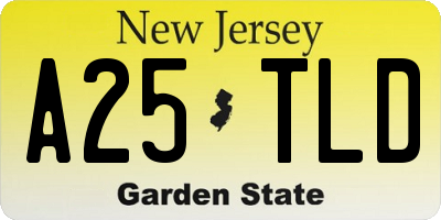 NJ license plate A25TLD