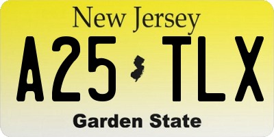 NJ license plate A25TLX