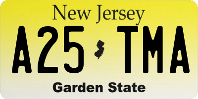 NJ license plate A25TMA