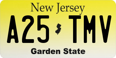 NJ license plate A25TMV