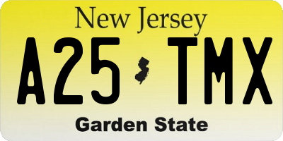 NJ license plate A25TMX