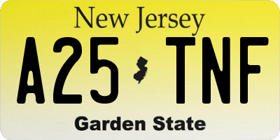 NJ license plate A25TNF