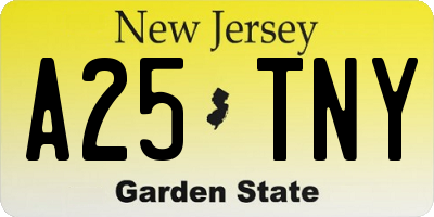 NJ license plate A25TNY