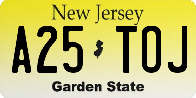 NJ license plate A25TOJ