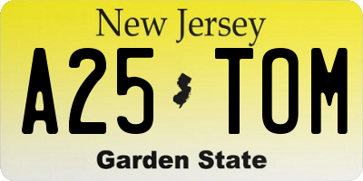 NJ license plate A25TOM
