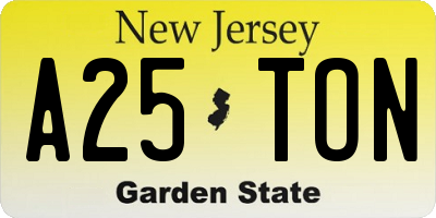 NJ license plate A25TON