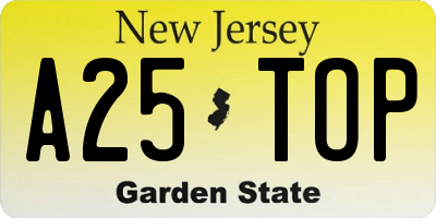 NJ license plate A25TOP