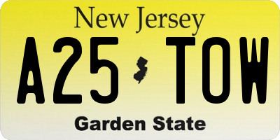 NJ license plate A25TOW