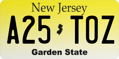 NJ license plate A25TOZ