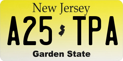 NJ license plate A25TPA