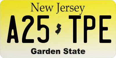 NJ license plate A25TPE