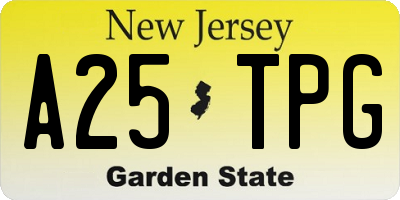 NJ license plate A25TPG