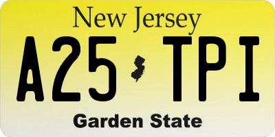 NJ license plate A25TPI