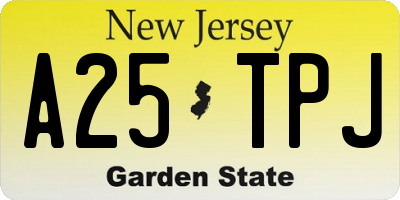 NJ license plate A25TPJ