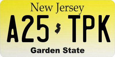 NJ license plate A25TPK